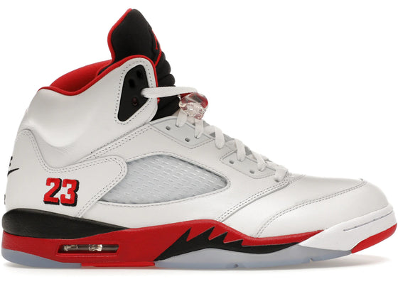 Jordan 5 Retro Fire Red Black Tongue (2025) sneakers - authentic Jordan shoes