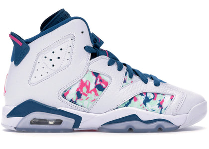 Jordan 6 Retro White Laser Fuchsia Green Abyss (GS) - authentic Jordan sneakers