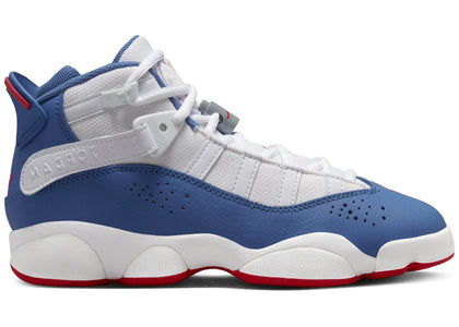 Jordan 6 Rings White University Red Light Steel Grey True Blue (GS) - authentic Jordan sneakers