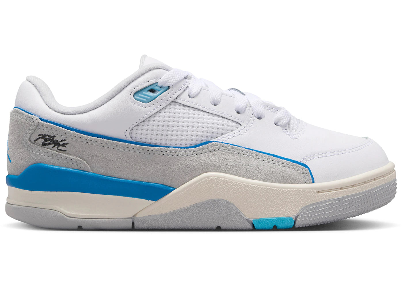 Jordan Flight Court White Photo Blue (GS) - vue 360
