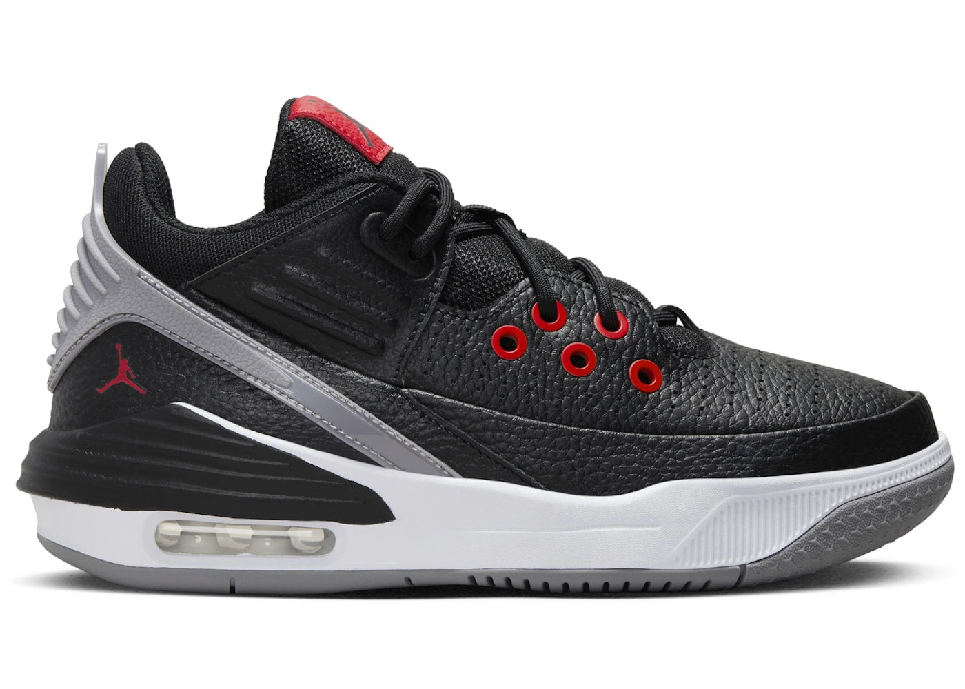 Jordan Max Aura 5 Black White Cement Grey University Red (GS) - vue secondaire A
