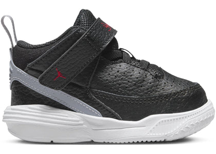 Jordan Max Aura 5 Black White Cement Grey University Red (TD) - authentic Jordan sneakers