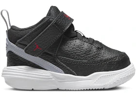 Jordan Max Aura 5 Black White Cement Grey University Red (TD) - authentic Jordan sneakers