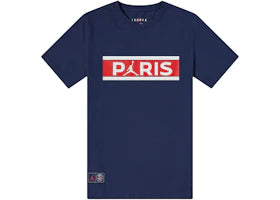 Air Jordan x Paris Saint-Germain Block Logo T-Shirt Midnight Navy/Red/White