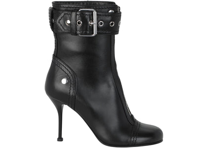 Alexander McQueen Buckle Detailed Ankle Boots Black Silver (Women's) - sneakers view 2
