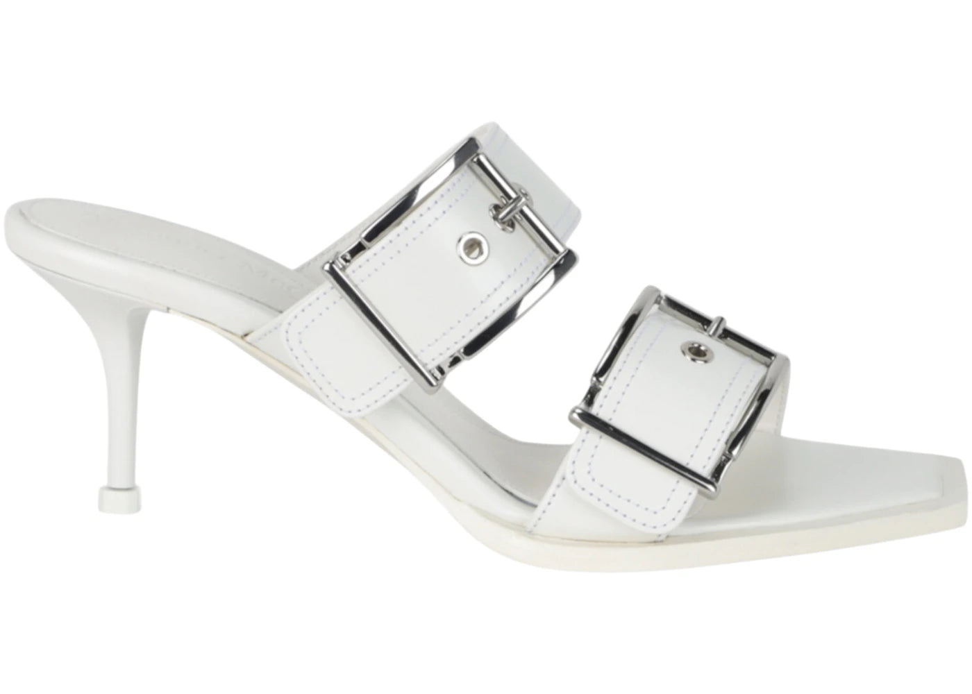 Alexander McQueen Double Buckle Punk Mules Ivory (Women's) - vue 360