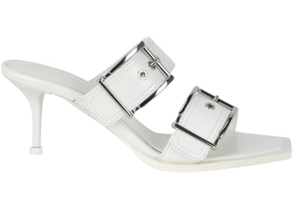 Alexander McQueen Double Buckle Punk Mules Ivory (Women's) - authentic Alexander McQueen sneakers