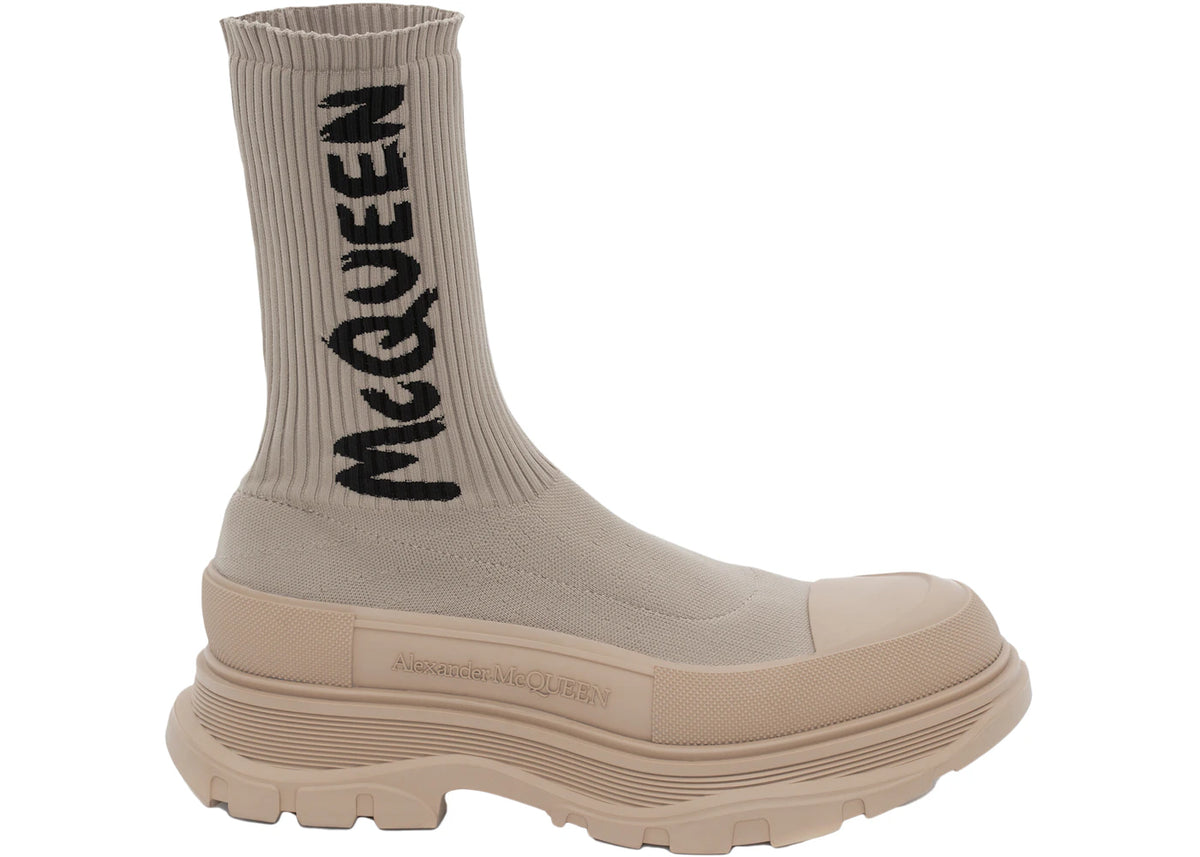 Alexander McQueen Graffiti Knit Tread Slick Boot Beige - vue secondaire A