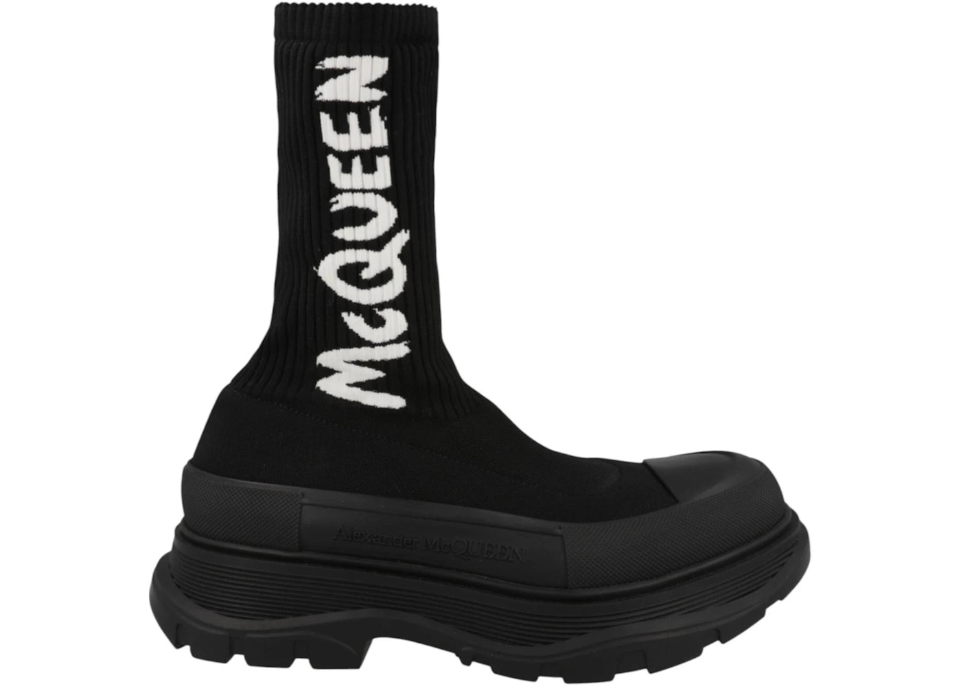 Alexander McQueen Graffiti Knit Tread Slick Boot Black - vue secondaire A