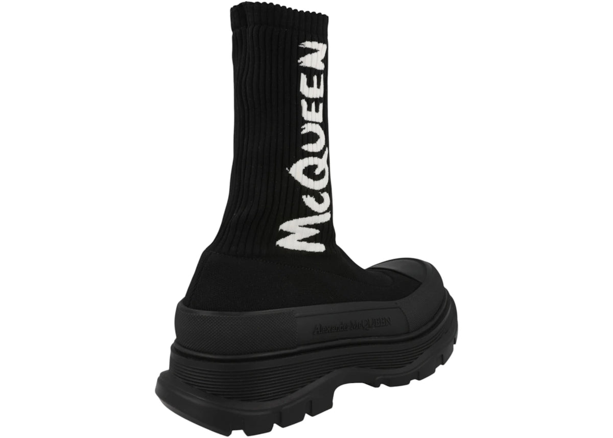 Alexander McQueen Graffiti Knit Tread Slick Boot Black - vue secondaire B