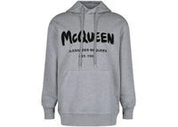 Alexander McQueen Graffiti Logo Hooded Sweatshirt Grey Black