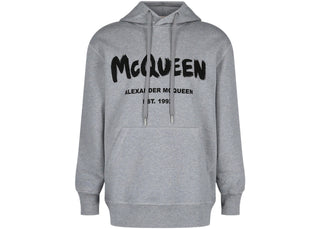 Alexander McQueen Graffiti Logo Hooded Sweatshirt Grey Black - apparel view 2