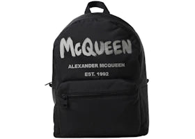 Alexander McQueen Graffiti Logo Metropolitan Backpack Black - vue 360