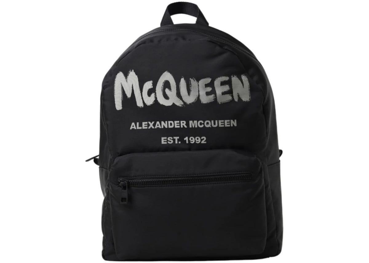 Alexander McQueen Graffiti Logo Metropolitan Backpack Black - vue secondaire A