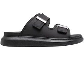 Alexander McQueen Hybrid Buckled Rubber Sandals Black Silver (Women's) - vue 360