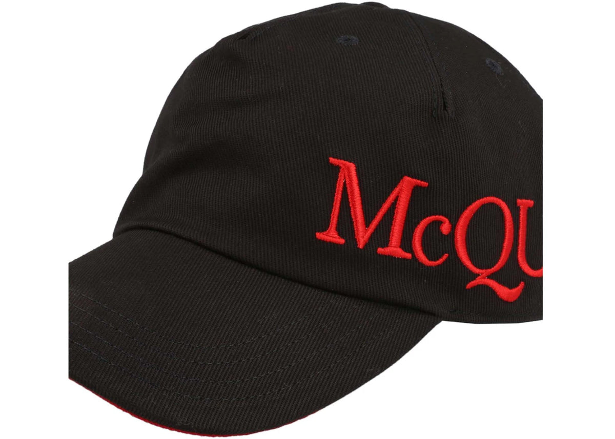 Alexander McQueen Logo Embroidered Baseball Cap Black/Red - vue secondaire B