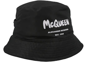 Alexander McQueen Logo Print Bucket Hat Black Ivory - vue secondaire A