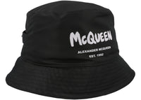 Alexander McQueen Logo Print Bucket Hat Black Ivory