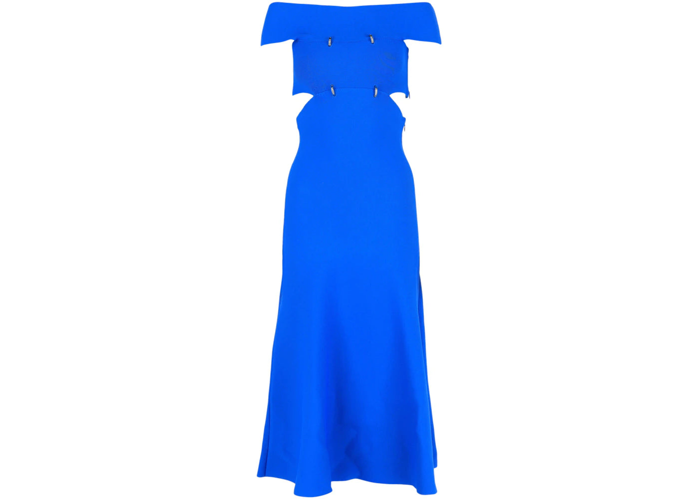 Alexander McQueen Off-The-Shoulder Sliced Midi Dress Galactic Blue - vue secondaire A