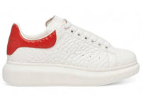 Alexander McQueen Oversized Off White Red Grainy Leather