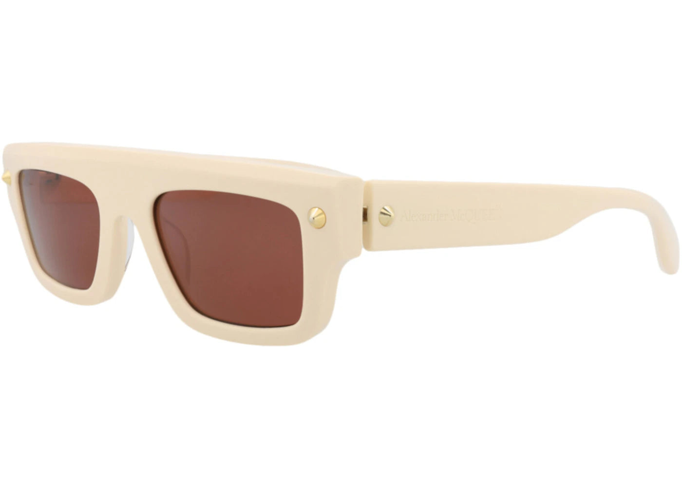 Alexander McQueen Square-Frame Recycled Acetate Sunglasses Ivory Ivory Brown (AM0427S-30014622-004) - vue secondaire B