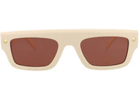 Alexander McQueen Square-Frame Recycled Acetate Sunglasses Ivory Ivory Brown (AM0427S-30014622-004)