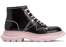 Alexander McQueen Tread Lace-Up Boot Black Pink (Women's)