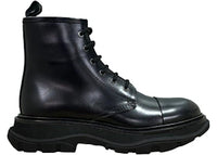 Alexander McQueen Tread Lace-Up Combat Leather Boot Black