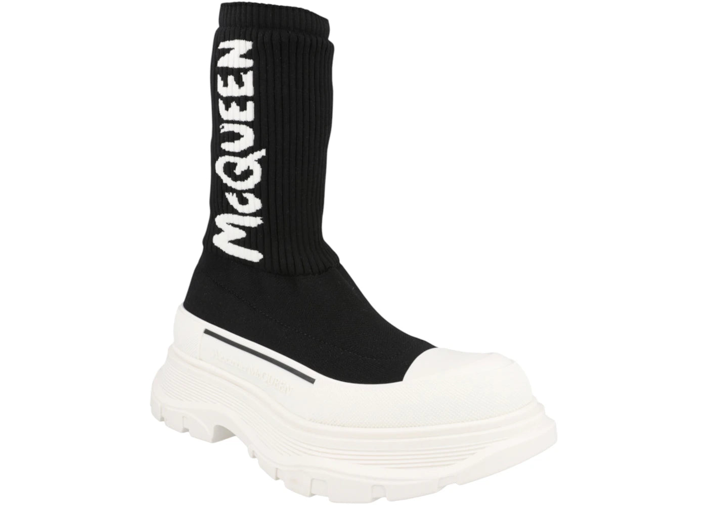 Alexander McQueen Tread Slick Boot Ribbed Black White (Women's) - vue secondaire B