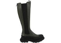 Alexander McQueen Tread Slick Knee High Boots Khaki Black (Women's)
