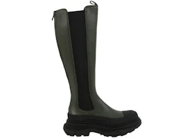 Alexander McQueen Tread Slick Knee High Boots Khaki Black (Women's)