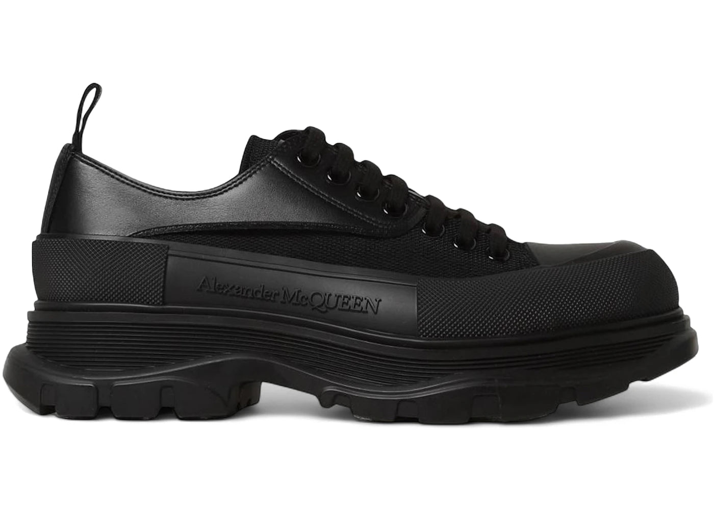 Alexander McQueen Tread Slick Low Lace Up Black Canvas and Leather - vue 360