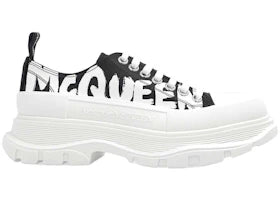 Alexander McQueen Tread Slick Low Lace Up Graffiti Shoes Black White (Women's)