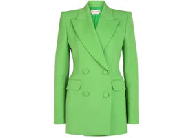 Alexander McQueen Women's Fitted Double-Breasted Blazer Acid Green