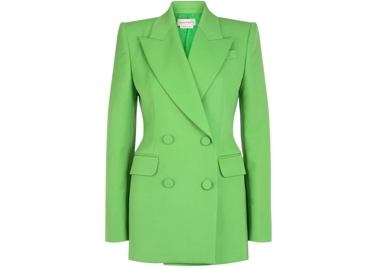 Alexander McQueen Women's Fitted Double-Breasted Blazer Acid Green - vue 360