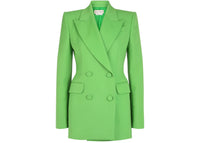 Alexander McQueen Women's Fitted Double-Breasted Blazer Acid Green