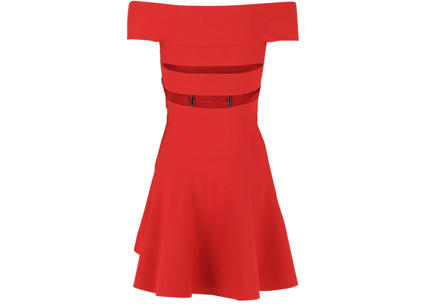 Alexander McQueen Women's Off-Shoulder Sliced Mini Dress Lust Red - vue secondaire B