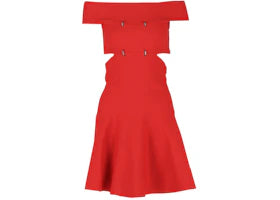 Alexander McQueen Women's Off-Shoulder Sliced Mini Dress Lust Red