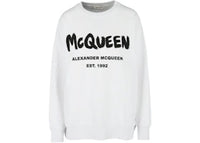 Alexander McQueen Women's Printed Logo Sweatshirt White Black
