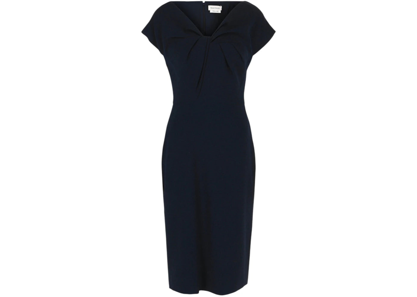Alexander McQueen Women's Twist-Detail Crepe Midi Dress Navy - vue secondaire A