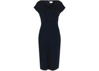 Alexander McQueen Women's Twist-Detail Crepe Midi Dress Navy