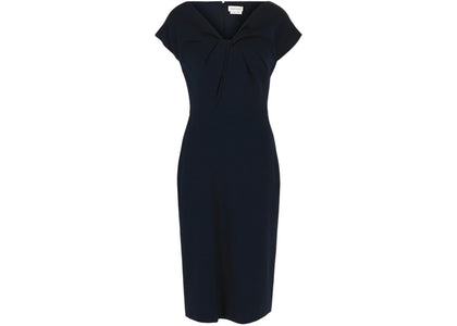 Alexander McQueen Women's Twist-Detail Crepe Midi Dress Navy - product view 2