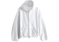 Alexander Wang Allover Hotfix Oversized Zip-Up Hoodie Light Heather Grey