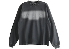 Alexander Wang Emboss Logo Long Sleeve Tee Washed Black - vue 360