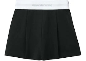 Alexander Wang High Waisted Pleated Logo Elastic Short Black