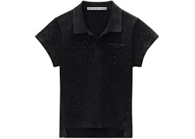 Alexander Wang Women's Allover Hotfix Shrunken Polo Tee Washed Black - vue 360