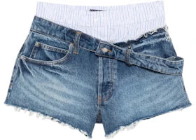 Alexander Wang Women's Boxer and Drop Waistband Pre-Styled Short Vintage Marbled Blue - vue 360