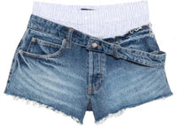 Alexander Wang Women's Boxer and Drop Waistband Pre-Styled Short Vintage Marbled Blue