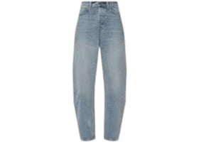 Alexander Wang Women's Crystal Beltloops Float Mid Rise Relaxed Jean Vintage Bleach Blue