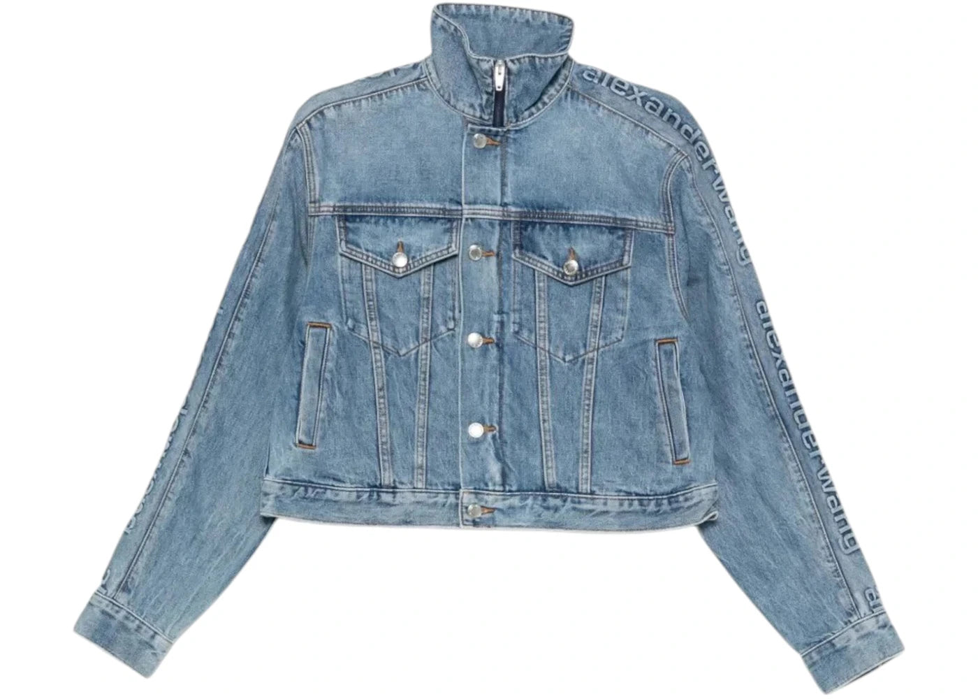 Alexander Wang Women's Embossed Logo Panel Denim Track Jacket Vintage Indigo - vue secondaire A